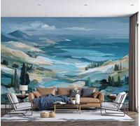 Papel Pintado Mural Ondas Del Horizonte Paisaje Abstracto Foto Murales, Restaurante Decoració Papel Tapiz 3D, Decoración Dormitorio Fotomural Sala Sofá Pared Mural-250Anx175Al cm