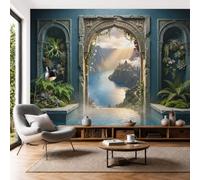 Papel Pintado Mural Panorámico Papel Pintado Pared Reino Secreto Selva Tropical Fotomurales de Seda Papel Tapiz Fotográfico Decorativos Pared para Dormitorio Comedor Baño, 350x250cm