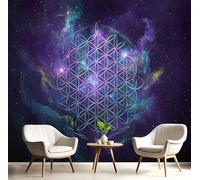 Papel Pintado Mural Personalizado 3D Decoración De Paredes, Tema Cielo Estrellado Fantasía, Póster Arte Impreso En Hd, Geometría 3D,Tela De Seda Mural, 250X175 Cm Ideal Para Salón, Dormitorio