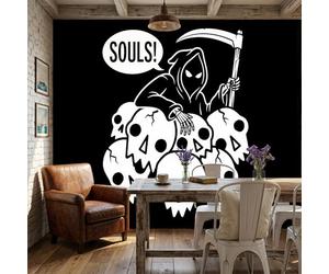 Papel Pintado Mural TNT estilo gótico punk Demonios y esqueletos Decoración Pared Salón Dormitorio Tamaño 150x105cm ，No Autoadhesivo