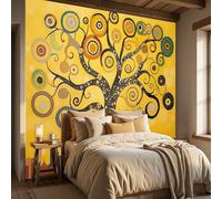 Papel Pintado Mural TNT Inspirado por Gustav Klimt Remolino y Árbol de la Vida de Dot Decoración Pared Salón Dormitorio Tamaño 300x210cm ，No Autoadhesivo