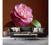 Papel Pintado Murales 308 x 220 cm Fondo De Pantalla Moderna Decoración Marrón Café, Primer Plano De Flores De Camelia Art Papel tapiz fotográfico, Para Comedores Salones Habitaciones Fondo De Tv