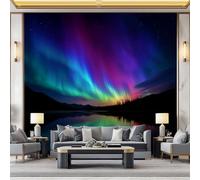 Papel Pintado Murales 368 x 254 cm Fondo De Pantalla Moderna Decoración Color, Cielo Nocturno Con Auroras Naturales Art Papel tapiz fotográfico, Para Comedores Salones Habitaciones Fondo De Tv