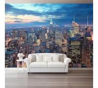 Papel Pintado Murales Decorativos Pared Arquitectura Moderna De La Ciudad De Nueva York Fotomurales No Tejido, 200 x 140 cm Papel de Pared, para Comedores Salones Habitaciones Fondo de TV, Vistoso