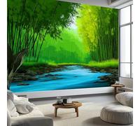 Papel Pintado Murales Decorativos Pared Naturaleza Bosque De Bambú Junto Al Arroyo. 350 x 256 cm decoración de pared Verde, para niños habitación salón Fondo De Tv, póster de pared