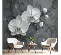 Papel Pintado Murales Decorativos Pared Patrón De Estampado Abstracción Vórtice Ramas Relieve Orquídea 352An×250Al cm Decoración de Pared Gris Oscuro,para Habitación Salón Fondo De Tv,Póster de Pared