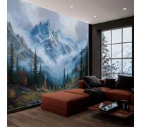 Papel Pintado Murales Decorativos Pared Vista Aérea De Montañas De Bosques Naturales 250 x 175 cm decoración de pared Azul Grisáceo, para niños habitación salón Fondo De Tv, póster de pared