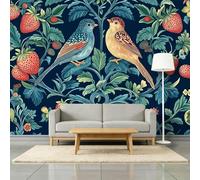 Papel Pintado Murales William Morris El Ladrón De Fresas Fotomurales Tejido No Tejido, Murales Fotográfico Moderno Decoración de Paredes para sala, Azul Marino, 300 x 210 cm