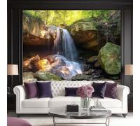 Papel Pintado Naturaleza Cascada Del Arroyo Del Bosquecascada Del Arroyo Del Bosque 3D Panorámico No Tejido - Fotomurales Decorativos Para Salón, Dormitorio Y Oficina - Diseño Moderno