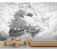 Papel pintado náutico de vela, tormentas del océano, papel pintado para dormitorio, exploración histórica, barcos piratas, murales de pared para sala de estar, dormitorio, comedor, decoración, 300 x