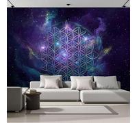 Papel Pintado Nebulosa de la Flor de la Vida Universo de fantasía 450x356cm Fotomurales Para Pared 3D, Nebulosa de la Flor de la Vida Papel Tapiz Pintado En Tejido de seda - Pared Moderna,azul-violeta