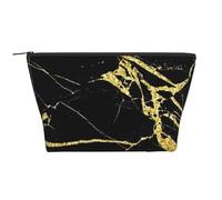 Papel Pintado Negro Dorado Impreso, Bolsa de artículos de tocador Bolsa de Maquillaje Bolsa de cosméticos Bolsa de artículos de tocador de Viaje portátil