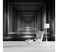 Papel Pintado Negro - Papel Pintado Panorámico 450x315cm, Ilusión visual Túnel de la Línea Negra Mural Decoración Del Hogar Para Sala dormitorio comedor oficina