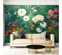 Papel Pintado no tejido 200 x 140 cm - Estilo De Pintura Al Óleo Jardín Plantas 3D Efecto Murales Decoración, Verde Estampados Papel Pintado Mural para Salón Dormitorio Oficinas Decoración