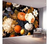 Papel Pintado no tejido 200 x 140 cm - Plantas Uvas Rosas 3D Efecto Murales Decoración, Vistoso Estampados Papel Pintado Mural para Salón Dormitorio Oficinas habitaciones Decoración