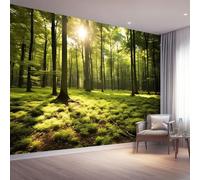 Papel Pintado no tejido 250 x 175 cm - Naturaleza Pradera Bosque 3D Efecto Murales Decoración, Verde Estampados Papel Pintado Mural para Salón Dormitorio Oficinas habitaciones Decoración