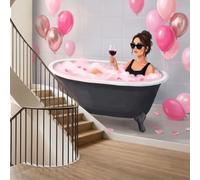 Papel pintado no tejido, 300 x 210 cm, Romance Belle femme Bañera Globo Papel Pintado Panorámico, Cuadros de Pared Tapiz Fotografía Decoración Pared Sala de los Niños y Restaurante, Rosa