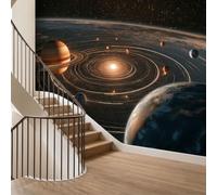Papel pintado no tejido, 350 x 256 cm, diseño moderno del universo, sistema solar, estrellas, papel pintado, panorámico, cuadros de pared, tapiz, decoración de pared, habitación infantil y restaurante