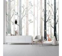 Papel Pintado no tejido 400 x 280 cm - Dibujos Animados 3D Efecto Murales Decoración, Bosque Árboles Animales Estampados Papel Pintado Mural para Salón Dormitorio Oficinas habitaciones Decoración