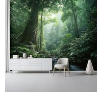 Papel Pintado no tejido 400 x 280 cm - Naturaleza 3D Efecto Murales Decoración, Plantas Tropicales Río Estampados Papel Pintado Mural para Salón Dormitorio Oficinas habitaciones Decoración