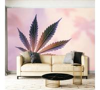 Papel Pintado no tejido 400 x 280 cm - Plantas Sueños Hojas Nubes 3D Efecto Murales Decoración, Rosa Claro Estampados Papel Pintado Mural para Salón Dormitorio Oficinas habitaciones Decoración