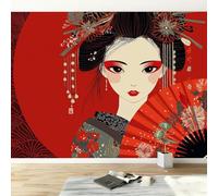 Papel pintado no tejido abstracto art motivo, mural de diseño de estilo oriental vintage para dormitorio y oficina - Papel pintado panorámico fácil de colocar - Decoración de pared extraíble 200 x 140