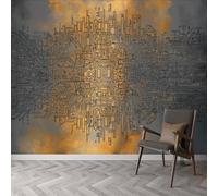 Papel pintado no tejido Ciudad Antigua Arquitectura Geométrica 300 x 210 cm, papel pintado panorámico estilo industrial vintage - Mural fotográfico mural póster para sala de estar, dormitorio de niños