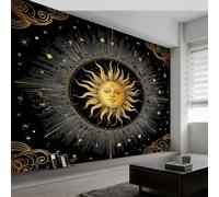 Papel pintado no tejido con diseño abstracto de sol, estrellas y lunas, papel pintado fotográfico con temática celestial, habitación infantil, salón, dormitorio, sala de juegos, moderno, decoración de