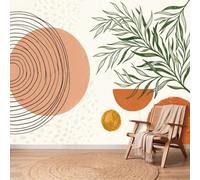 Papel pintado no tejido minimalista Boho Orange Círculos Rameaux Arches Decoración de pared XXL Póster de pared Tapiz Panorámico Fotografía Papel pintado para dormitorio salón infantil, 350 x 256 cm