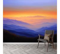 Papel pintado no tejido Onirique Cumbre de Montaña Salida del Sol, mural de diseño paisaje natural para dormitorio oficina - Papel pintado panorámico fácil de colocar - Decoración de pared 200 x 140