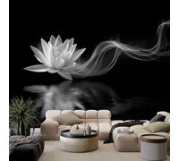 Papel pintado no tejido panorámico 350 x 256 cm 3D Póster gigante de pared, Sueño Lotus puro humo para salón, dormitorio, restaurante decoración de pared, tapiz de pared, color negro