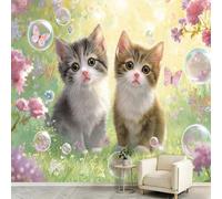 Papel pintado no tejido panorámico de dibujos animados, animales, para dormitorio y sala de estar, tapiz de pared, papel pintado, pintura floral, prado, mariposa, burbuja, decoración de pared, papel