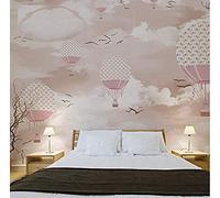 Papel pintado no tejido para habitación de niñas Papel pintado nórdico rosa para niños Arte Mural decorativo Pared Pintado Decoración dormitorio Fotomural sala sofá pared mural-300cm×210cm