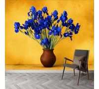 Papel pintado no tejido retro florero flores 500 x 280 cm (L x H) decoración mural póster tapiz papel pintado foto estilo pintura al óleo para sala de estar dormitorio de niños decoración fondo tv