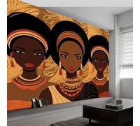 Papel pintado no tejido ropa africana retro 350 x 256 cm (L x H), mural póster de cuadros de pared, tapiz, papel pintado, pendientes bandido para salón, dormitorio de niños, decoración fondo de TV