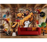 Papel Pintado Nostálgico Retro Pared De Ladrillo Rueda Instrumento Musical Música Rock Bar Té De La Tarde Aperitivos Bebidas Fondo Pared Restaurante Occidental Papel Pintado Café Mural,3D,150x105cm