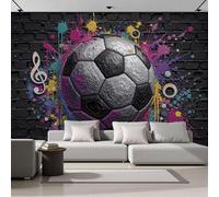 Papel Pintado Notas musicales de fútbol Estilo de arte de graffiti 200x140cm Fotomurales Para Pared 3D, Notas musicales de fútbol Papel Tapiz Pintado En Tejido de seda - Pared Moderna,Púrpura