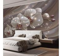 Papel Pintado Orquídea Phalaenopsis Burbujas, Papel Pintado No Tejido Blanco Soñador Flores, Fotomurales Fácil de instalar, Murales Decoración para Dormitorio Salón Oficina Pasillo - 250 x 175 cm