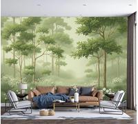 Papel Pintado Paisaje de ensueño Árboles y flores en el bosque Paisaje 250x175cm Fotomurales Seda, Realismo Papel Tapiz Grande Murales Fotográfico Moderno Decoración de Paredes