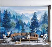 Papel Pintado Paisaje De Fantasía Montañas Del Bosque De Pinos Paisaje 300x210cm Fotomurales Seda, Realismo Papel Tapiz Grande Murales Fotográfico Moderno Decoración de Paredes