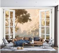 Papel Pintado Paisaje Ensueño Árboles Salón Dormitorio 350x250cm - Fotomurales Pared Vista Desde Ventana Del Árbol Seda Decorativos Murales Fotográfico XXL Moderno Decoración de Paredes, Mi Xing