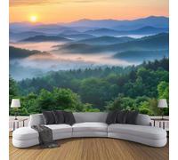 Papel Pintado Paisaje Natural 350×256cm Fotomurales Para Pared de Seda 3D, Colinas De Plantas Verdes Papel Tapiz Pintado En Tejido de seda - Pared Moderna,Azul-Verde Murales Fotográficos Decorativos