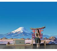 Papel Pintado Paisaje Natural Montaña Papel De Pared, Decoracion Salon Dormitorio Estilo Clásico Ukiyo-E Murales Póster Moderno Fotomurales Decorativos Pared, 250 X 175 Cm