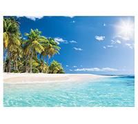 Papel Pintado Paisaje Playa Palmeras Tropical Salón Dormitorio - Incluye Pegamento - Fotomurales Pared Tejido No Tejido Decorativos Murales Fotográfico Moderno Decoración de Paredes (152x104 cm)