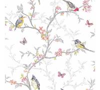 Papel Pintado Pájaros - Floral Pavos Reales Flamencos Colibrís Loros Grullas &