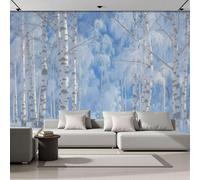 Papel Pintado Panorámico 200An×150Al cm Escarcha Bosque Abedules Tejido No Tejido Papel Tapiz Fotomurales,Decoración Pared Escena Tranquila Nevada Murales Diseno Fotográfico Dormitorio Salón Blanco