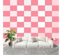 Papel Pintado Panorámico 250x175 cm RomáNtico Damero GeoméTrico Personalizable Fotomurales No Tejido Póster Pared Decoración Rosa 3D Duradero y Resistente a las manchas Fotomurales