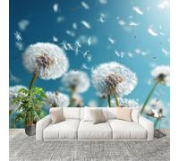 Papel Pintado Panorámico 350x256 cm Diente De LeóN Fresco Personalizable Fotomurales No Tejido Póster Pared Decoración Azul 3D Duradero y Resistente a las manchas Fotomurales
