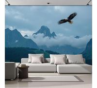 Papel Pintado Panorámico 352An×250Al cm Águilas Volando Las Montañas Tejido No Tejido Papel Tapiz Fotomurales,Decoración De Pared Animales Salvajes Murales Diseno Fotográfico Dormitorio Salón Azul