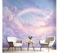 Papel Pintado Panorámico 3D 300X210Cm Seda Globo Aerostático Del Castillo Decoración De Pared Cuento De Hadas De Dibujos Animados Para Niños Dormitorio Salón Mural Xxl Póster Grande